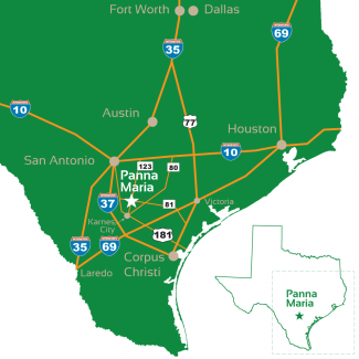 Map of Texas with Panna Maria Location